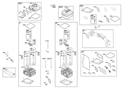 Cylinder Head Group Diagram and Parts List for 386447-3332-G1 200000 - 399999 Briggs and Stratton Engine